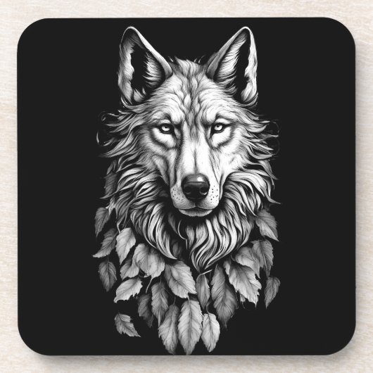 Wolf Head laat dier originele kunst tekenen Bier Onderzetter (Voorkant)