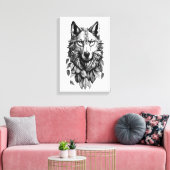 Wolf Head laat dier originele kunst tekenen Canvas Afdruk (Insitu (Woonkamer))