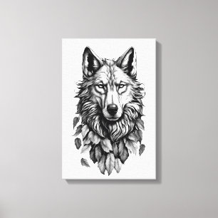 Wolf Head laat dier originele kunst tekenen Canvas Afdruk