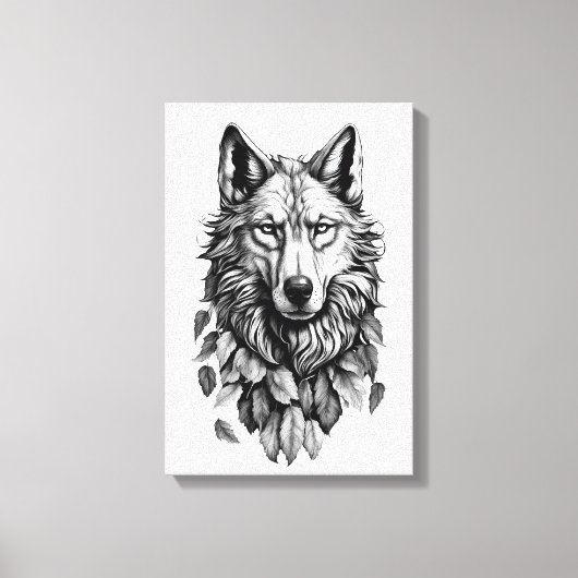 Wolf Head laat dier originele kunst tekenen Canvas Afdruk (Voorkant)