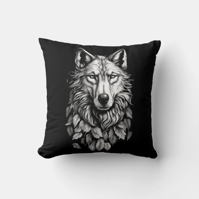Wolf Head laat dier originele kunst tekenen Kussen (Voorkant)