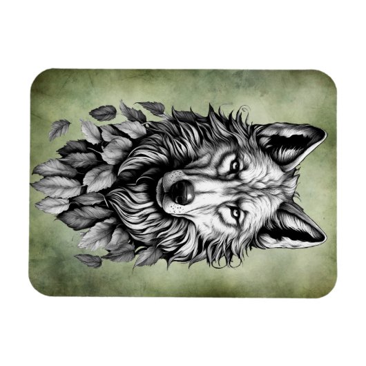 Wolf Head laat dier originele kunst tekenen Magneet (Horizontaal)