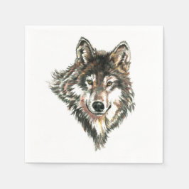 Wolf Head logo Waterverf kunst Servet