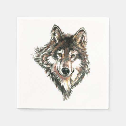 Wolf Head logo Waterverf kunst Servet (Voorkant)