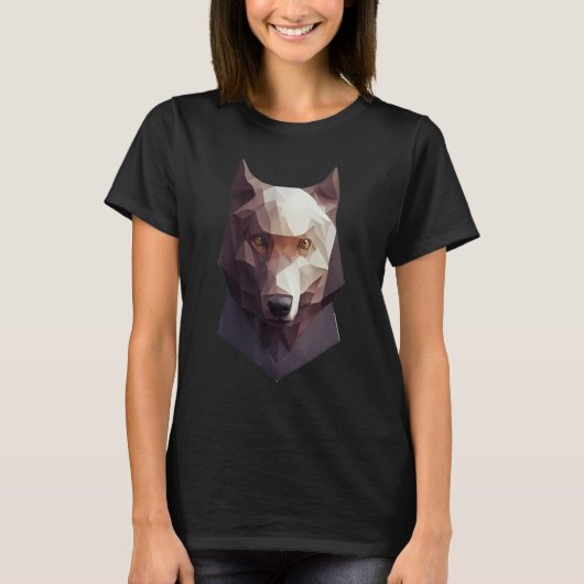Wolf Head Low Poly Polygon Wolves Geometric T-shirt (Voorkant)