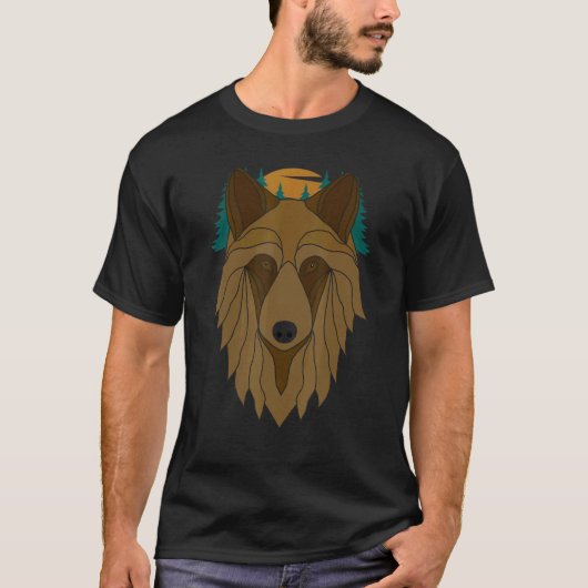 Wolf Head Motif Predator Face-afdrukken met Wolf M T-shirt (Voorkant)
