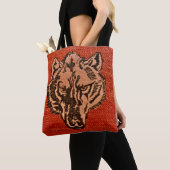Wolf Head on Red Tote Bag (Dichtbij)