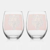 Wolf Head on Red     Wijnglas Zonder Voet (Achterkant)