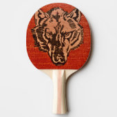 Wolf Head op Red Ping Pong Paddle Tafeltennisbatje (Achterkant)