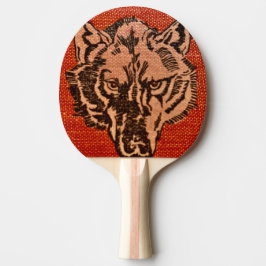 Wolf Head op Red Ping Pong Paddle Tafeltennisbatje