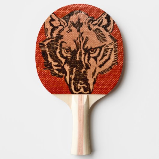 Wolf Head op Red Ping Pong Paddle Tafeltennisbatje (Voorkant)