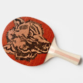 Wolf Head op Red Ping Pong Paddle Tafeltennisbatje (Zijkant)