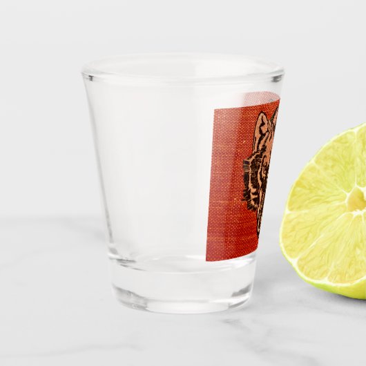 Wolf Head op Red Shot Glass Shot Glas (Links)