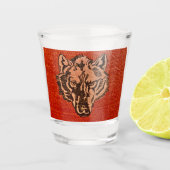 Wolf Head op Red Shot Glass Shot Glas (Voorkant)
