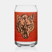 Wolf Head op rode bierblikjes Blikvorm Glas (Voorkant)