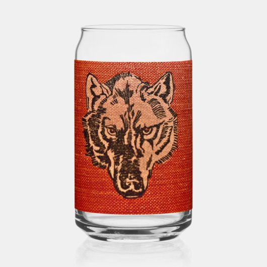 Wolf Head op rode bierblikjes Blikvorm Glas (Voorkant)