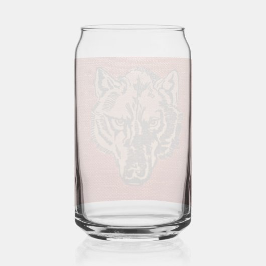 Wolf Head op rode bierblikjes Blikvorm Glas (Achterkant)