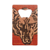 Wolf Head op rood Creditkaart Flessenopener (Achterkant)
