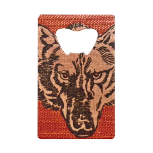 Wolf Head op rood Creditkaart Flessenopener (Achterkant)