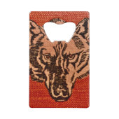 Wolf Head op rood Creditkaart Flessenopener (Voorkant)