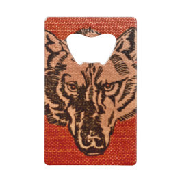 Wolf Head op rood Creditkaart Flessenopener