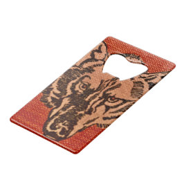 Wolf Head op rood Creditkaart Flessenopener