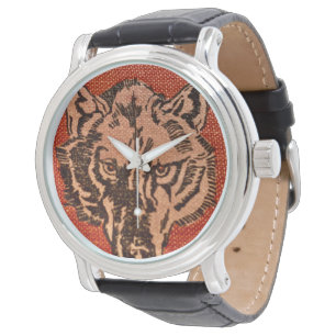 Wolf Head op rood Horloge