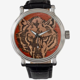 Wolf Head op rood Horloge