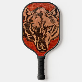 Wolf Head op rood Pickleball Paddle