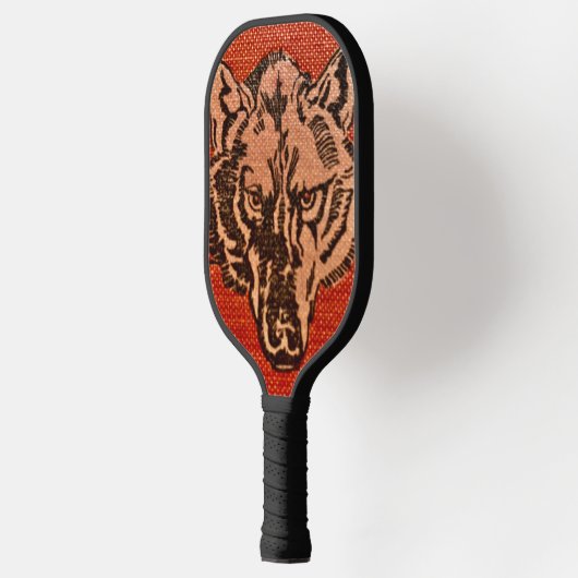 Wolf Head op rood Pickleball Paddle (Links)