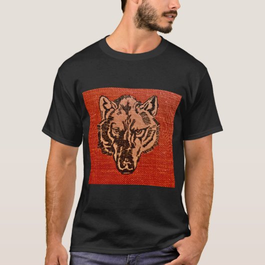 Wolf Head op rood T-shirt (Voorkant)