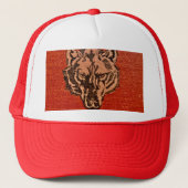 Wolf Head op rood Trucker Pet (Voorkant)