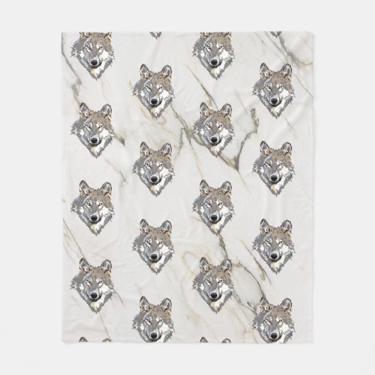 Wolf Head Pattern Fleece Deken (Voorkant)