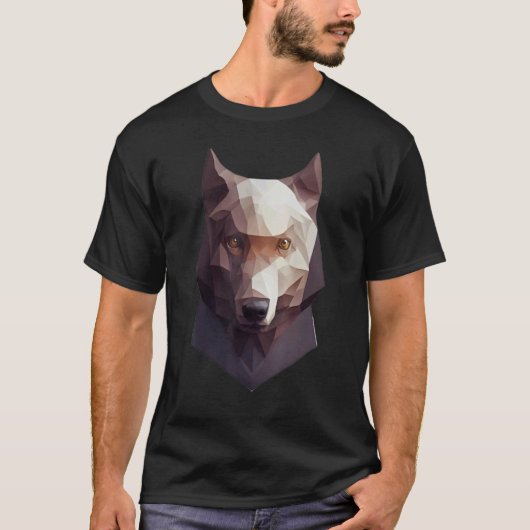 Wolf Head Polygoonwolven Geometric T-shirt (Voorkant)