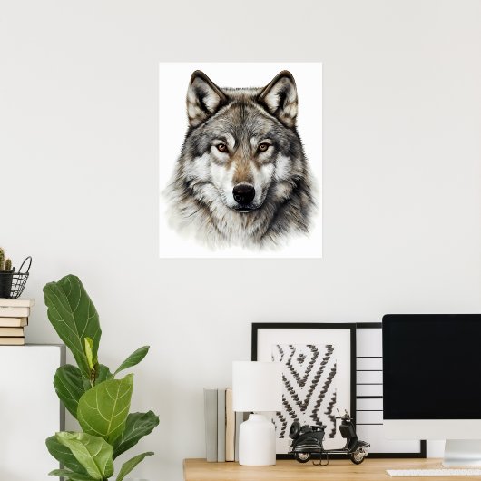 Wolf Head Portrait Poster (Thuiskantoor)