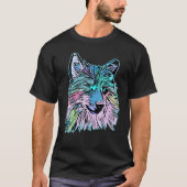 Wolf head predator face imprint with wild animal t-shirt (Voorkant)