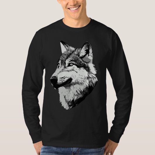 Wolf head predator face imprint with wild animal   t-shirt (Voorkant)