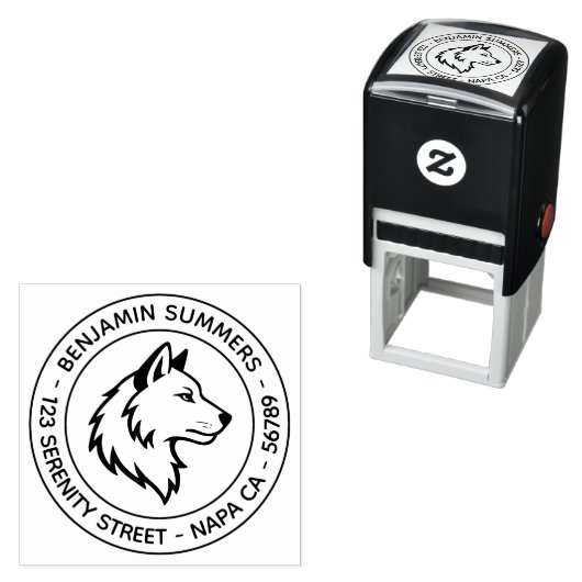 Wolf Head Profile Round Address Zelfinktende Stempel (In situ)
