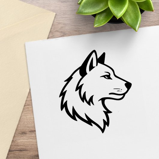 Wolf Head Profile Rubberstempel