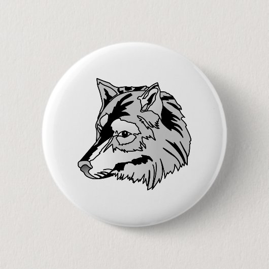 Wolf Head Ronde Button 5,7 Cm (Voorkant)