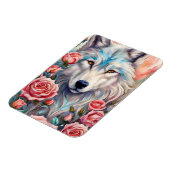 Wolf Head Roze Rozen Dier Wildlife Schilderen Magneet (Linkerzijde)