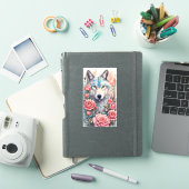 Wolf Head Roze Rozen Dier Wildlife Schilderen Sticker (iPad Cover)