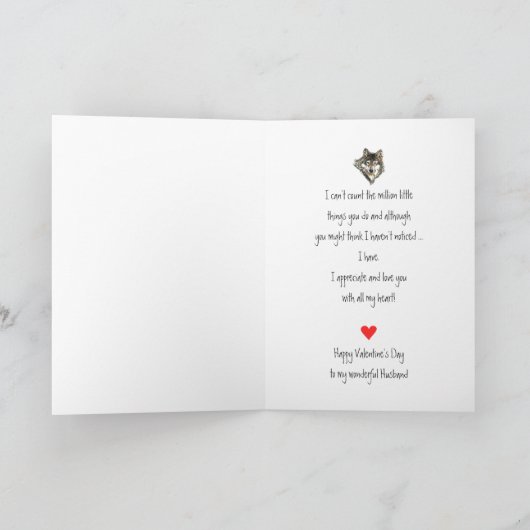 Wolf Head Valentijn houdt van mijn Heart Wildlife  Feestdagen Kaart (Binnen)