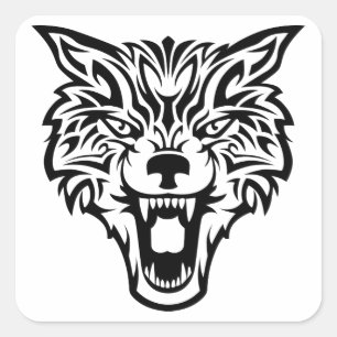 Wolf Head Vierkante Sticker