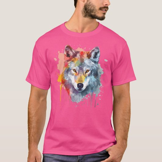 Wolf Head-Waterverf T-shirt (Voorkant)