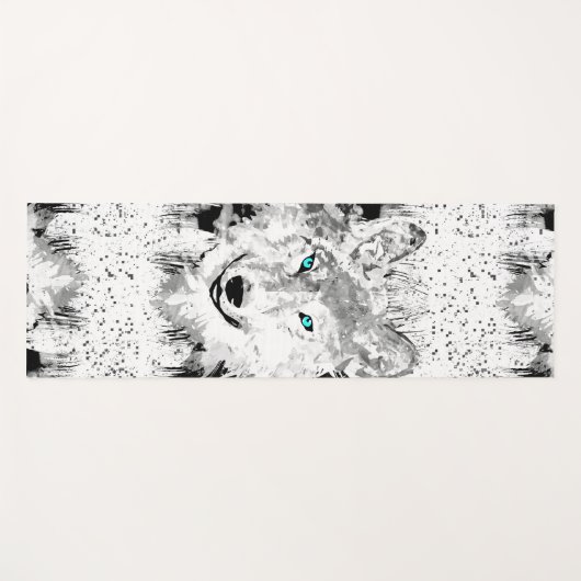 Wolf Head Yoga Mat | Gray Wolf Drawing (Voorkant (horizontaal))