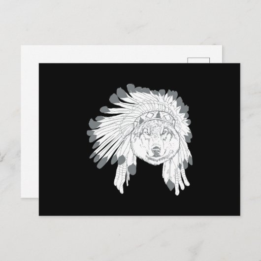 Wolf Headdress Briefkaart (Voorkant / Achterkant)