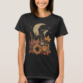 Wolf Herfst Maan Bloem Kunst T-shirt (Voorkant)