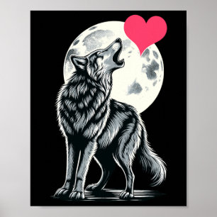 Wolf Holding Hart Valentijnsdag Schattige Wolven V Poster