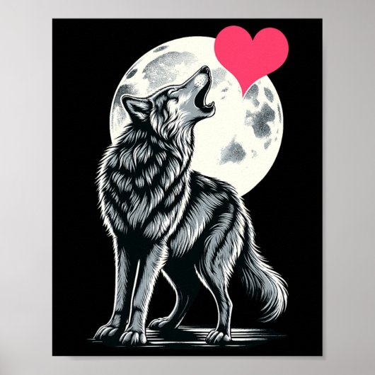 Wolf Holding Hart Valentijnsdag Schattige Wolven V Poster (Voorkant)